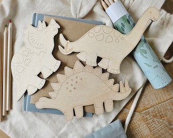 Wooden Dinosaur Wall Art Set | Kids Dino Wall Decor