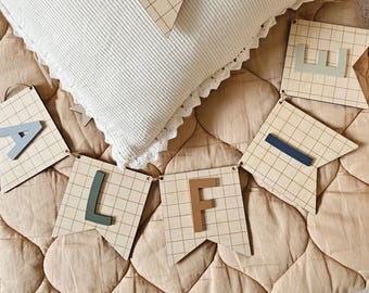 Personalised Wooden Name Bunting | Boys Room Decor