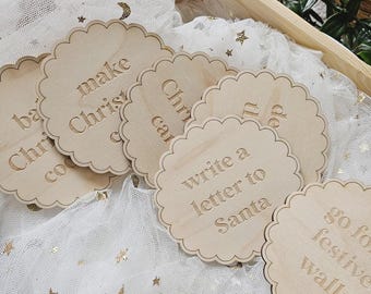 Personalised Wooden Christmas Activity Tokens - Set of 6 | Reusable Advent Tradition | Advent Calendar Activity Tokens For Kids |