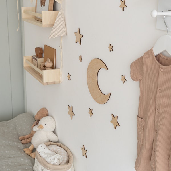 Moon and Stars Kids Wall Art | Moon and Star Nursery