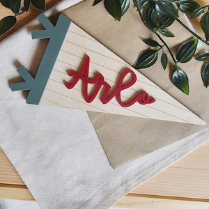 Personalised Kids Name Flag | Custom Wood Pennant Sign | Kids Room Wall Art | Nursery Decor | Acrylic Pennant Name Sign image 18
