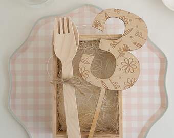 Wooden Cake Topper | Girls Flower Topper | Wooden Age Cake Topper | UK