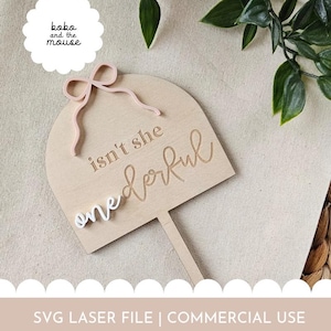 SVG Bow Cake Topper for Laser Cutting | ONE derful Cake Topper Digital Cut File | Set of 2 Laser Tested Cut Files | Laser Tested