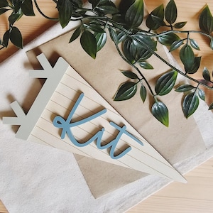 Personalised Kids Name Flag | Custom Wood Pennant Sign | Kids Room Wall Art | Nursery Decor | Acrylic Pennant Name Sign image 15