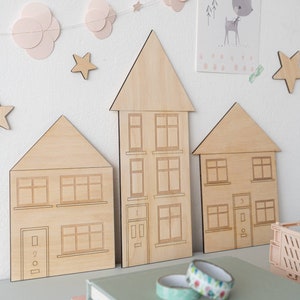 Wooden House Design Kids Room Wall Decor