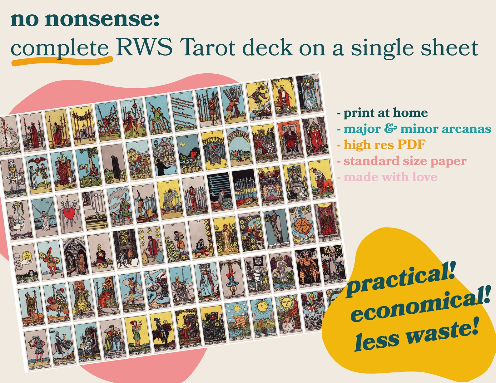 Instant Download : Mini Tarot Card Printable Stickers A Tiny - Etsy