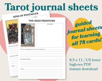 Printable Tarot Card Workbook – Rider-Waite Deck, 78 Cards (PDF Download)