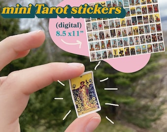 Instant Download : Mini Tarot Card Printable Stickers - A Tiny Deck for Journaling, single page