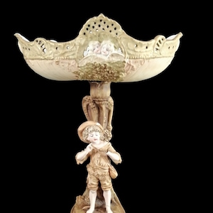 Antique Art Nouveau Austro-Hungarian Ernst Wahliss porcelain amphora figural compote centrepiece lamp, nautical scene