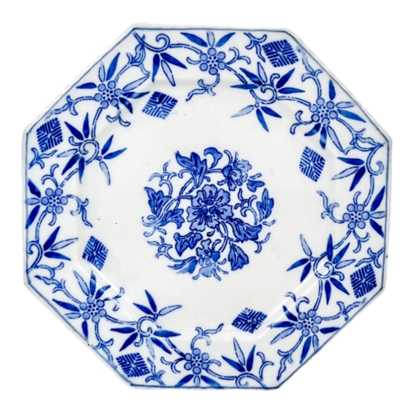 花柄八角形プレート 陶磁器製 アンティーク 伊藤聡信 八角 プレート