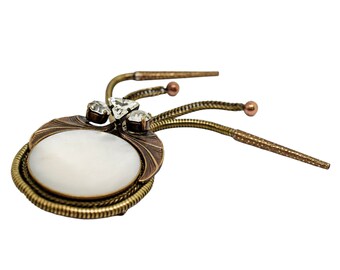 Broche Vintage Ermani Bulatti Années 80 - Plaquée Argent Avec Nacre - Occasion