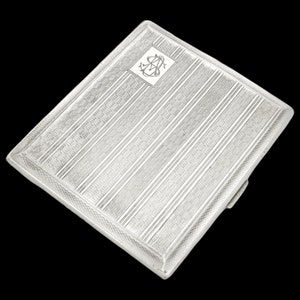 Antikes Art Deco Sterling Silber viereckiges Zigaretten- / Kartenetui