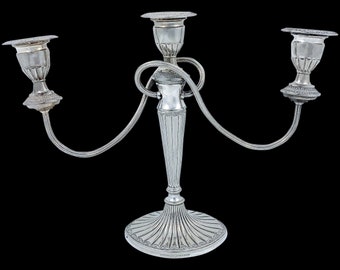 Vintage 1950's Egyptian revival three-arm silver plated candelabra, Falstaff