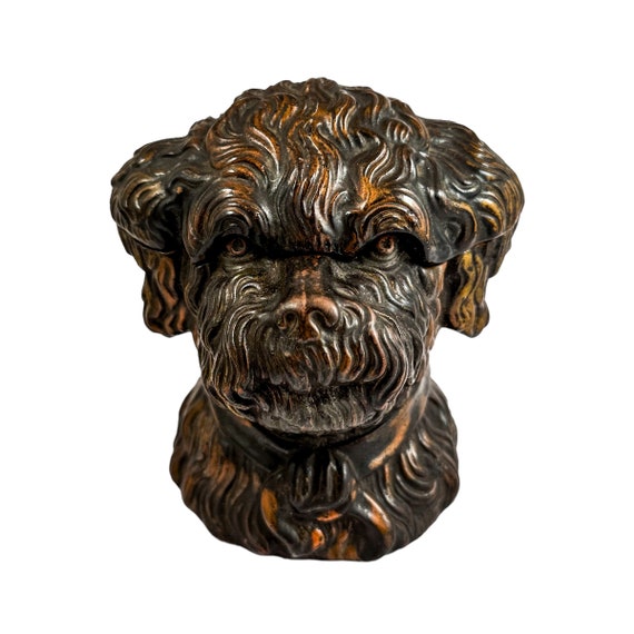 19th Century Bernard Bloch Austrian Figural Lidded Dog Head Tobacco Jar  Humidor