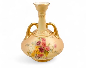 Antique Royal Worcester Blush Ivory Art Nouveau Vase 1716, Lion