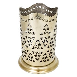 Large silver plated Art Nouveau tall bottle coaster with fluted rim and pierced body