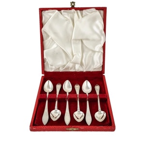 Antique set 6 Danish solid silver long bright-cut teaspoons, I. Bronee (1904)