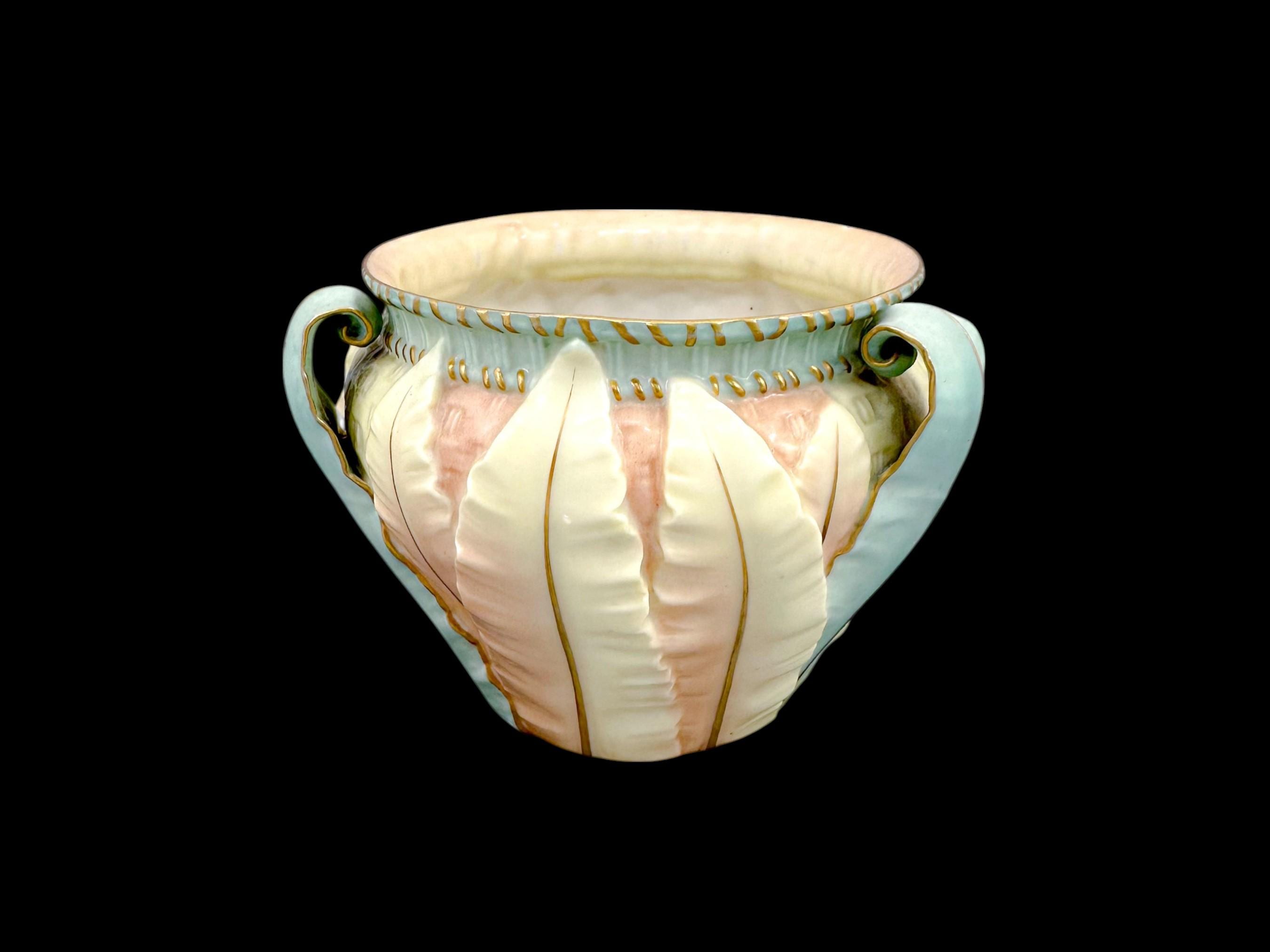 Antique Art Nouveau Royal Worcester porcelain blush planter / jardiniere / plant cache pot