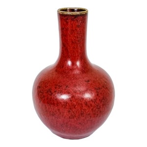 Antique Chinese 19th Century Qing sang de boeuf bottle vase flambe glazed porcelain Tianqiuping