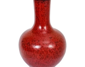 Antique Chinese 19th Century Qing sang de boeuf bottle vase flambe glazed porcelain Tianqiuping