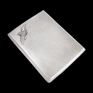 Antieke Royal Air Force (RAF) verguld sterlingzilveren gedraaide sigarettenkoker uit de jaren 1930
