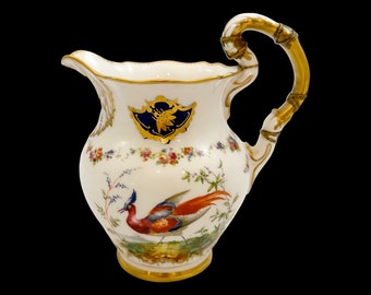 Antique Edwardian Royal Doulton soft paste porcelain "Bird of Paradise" jug / pitcher / ewer