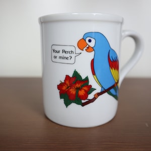 Fun Vintage 1980s &quot;¿Tu perca o la mía?&quot; Taza de cerámica con asa