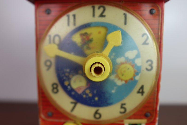 Classic Vintage 1968 Fisher Price music Box Teaching Clock 998 Made in