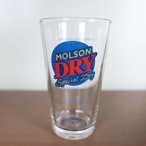 Vintage 1980s Molson Dry &quot;Special Dry&quot; Beer Glass in Excellent Condition