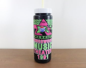 Fun Vintage 1991 Canada's Wonderland Kingswood Music Theatre Club Night Water Bottle with Straw - Excellent Condition + Very Clean