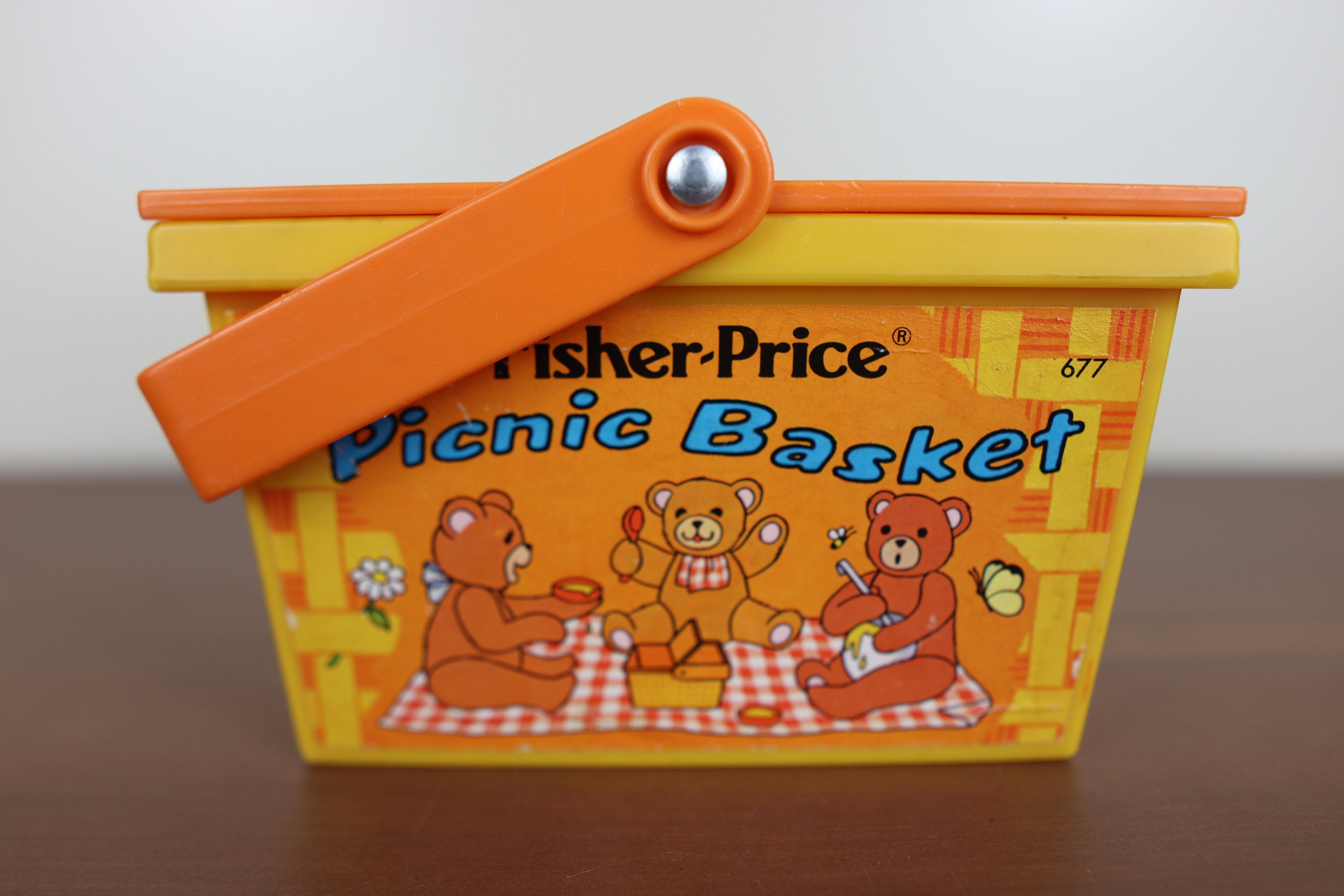 Vintage 1974 Fisher Price Picnic Basket 677 Made in USA Etsy