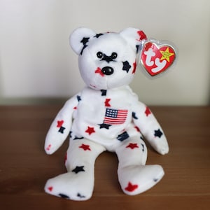 Vintage 90er Jahre Ty Beanie Baby &quot;Glory&quot; The Bear - Neuwertiger Zustand mit seltenen Tag Fehlern