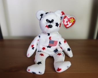 Vintage 90s Collectible Ty Beanie Baby "Glory" The Bear - Near Mint Condition with Rare Tag Errors