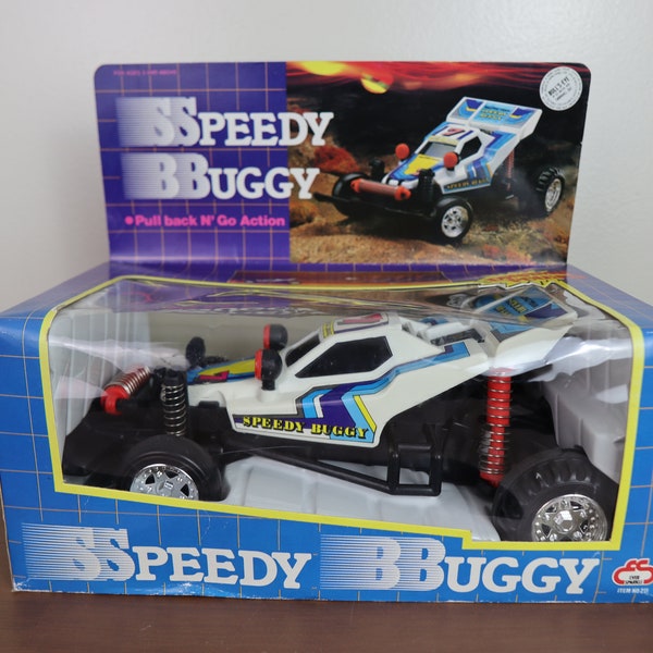 vintage années 1980 « Speedy Buggy - Pull Back N’Go Action » Toy - Nouveau In Box non ouvert