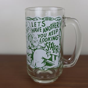 Vintage 1970s Humorous Glass Mug with Handle