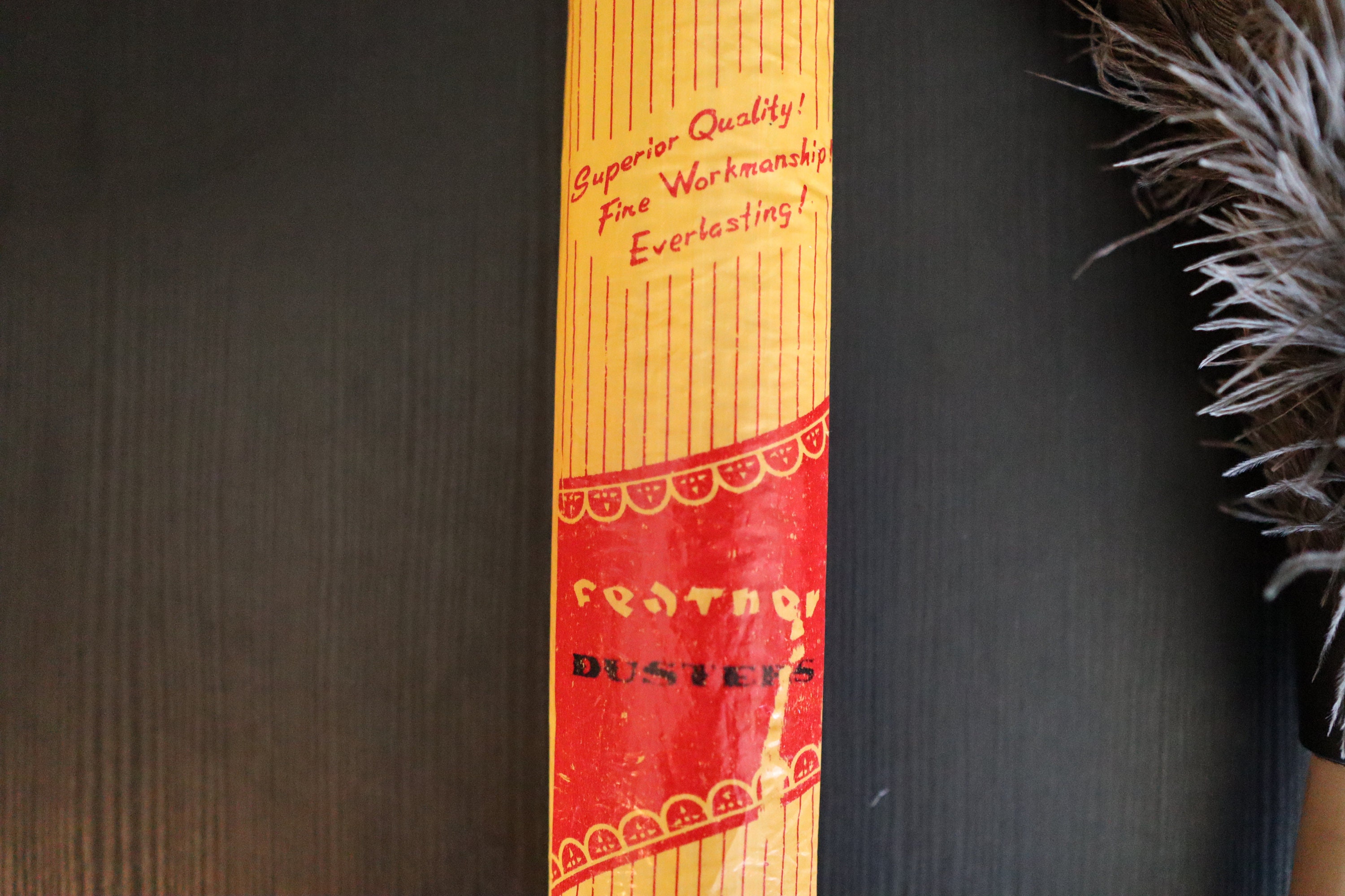 Rare Vintage 1990s Chinese Feather Duster With Curved Wooden Etsy UK