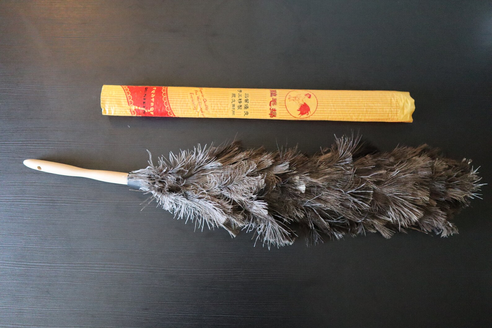 Rare Vintage 1990s Chinese Feather Duster With Curved Wooden Etsy