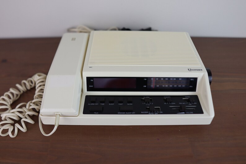 Classic Vintage 1980s Citizen Combination Telephone Alarm Clock Radio