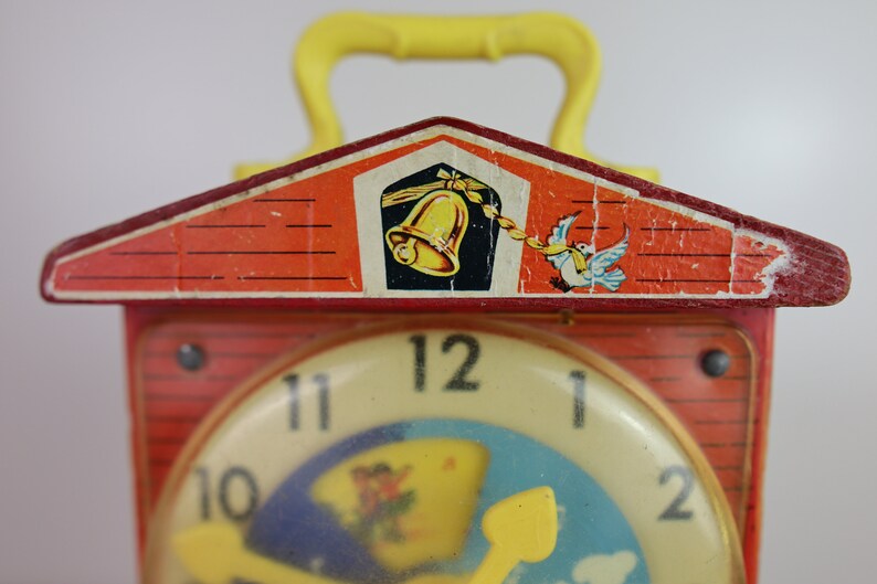 Classic Vintage 1968 Fisher Price music Box Teaching Clock 998 Made in