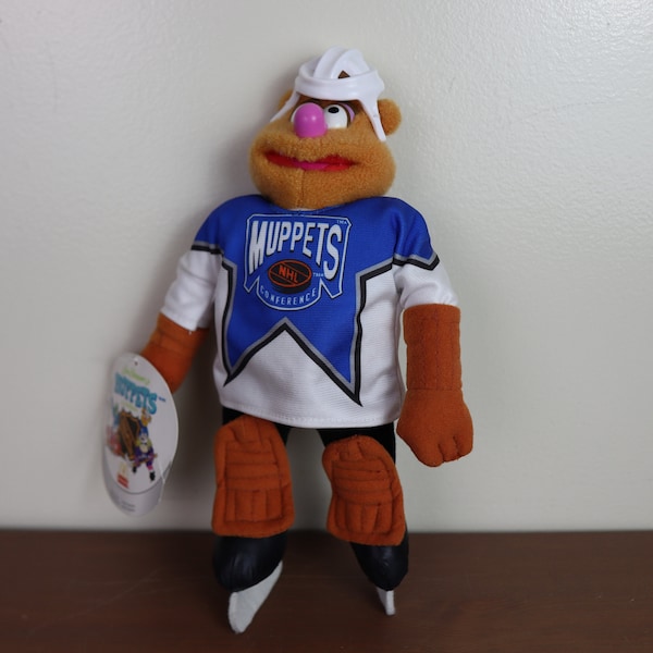 Vintage 1995 McDonald's Muppets NHL Fozzie Bear Plush Figure with Original Tag - Excellent Condition