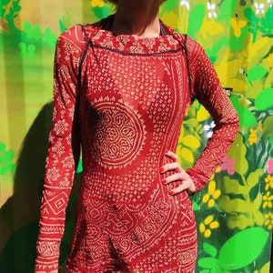 Jean Paul Gaultier JPG Paisley Native Tribal Tattoo Oriental Vintage Arabic Kim Karadsian Tattoo Sheer Mesh Transparent Top Shirt Tee Haut
