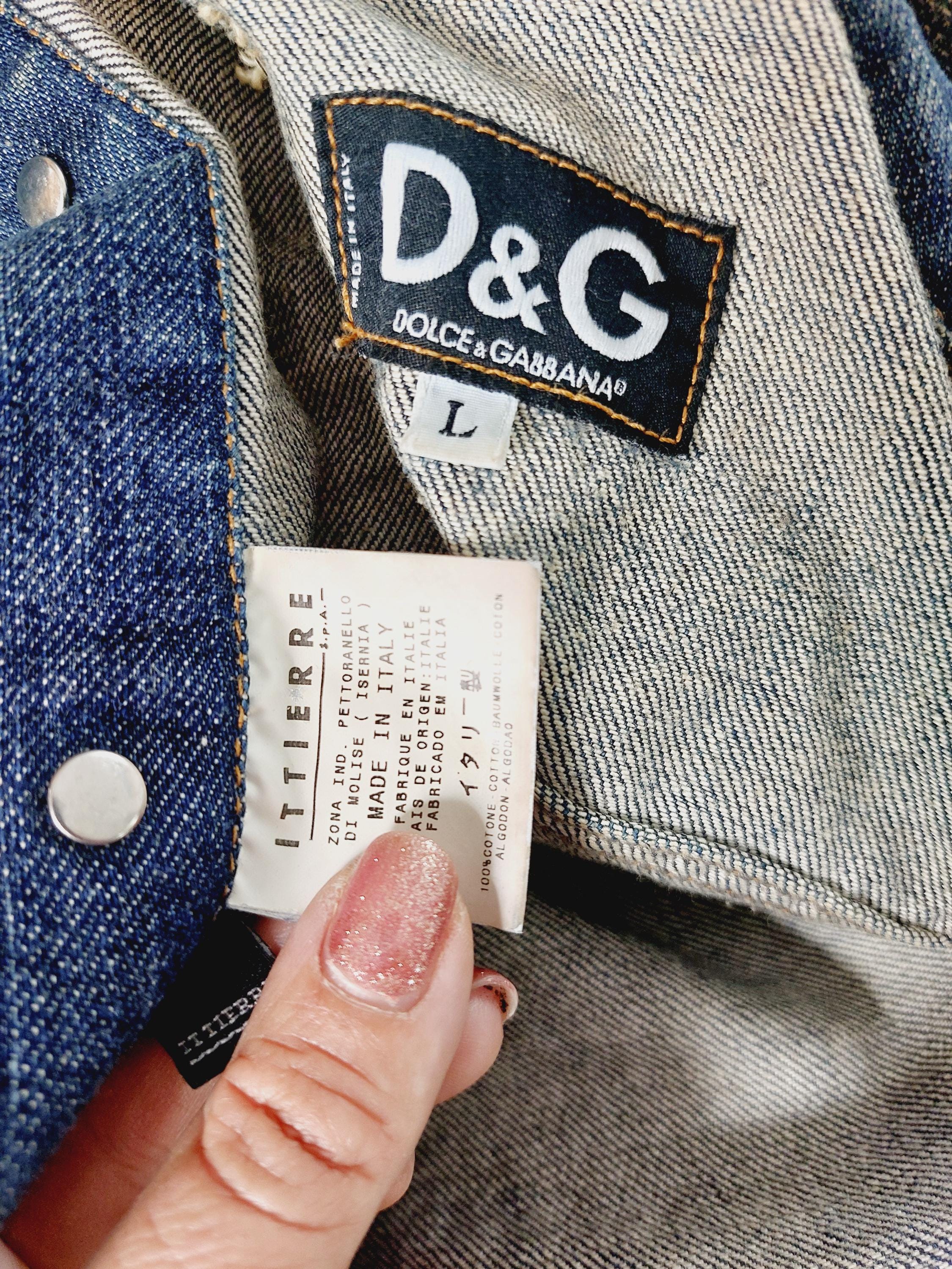 Dolce and Gabbana D&G SS2001 Runway Spray Paint Safety Pin Denim
