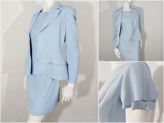 Thierry Mugler Baby Blue Elegant Work Business Si… - image 1