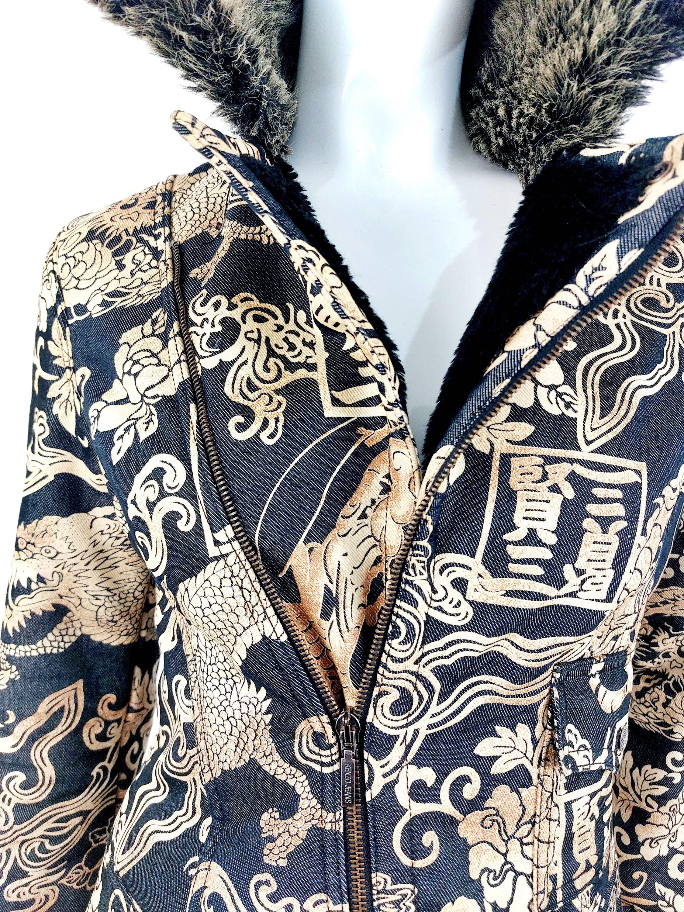 Archive 80s 90s Y2K Kenzo Jeans Japanese Asian Dragon Print Denim 
