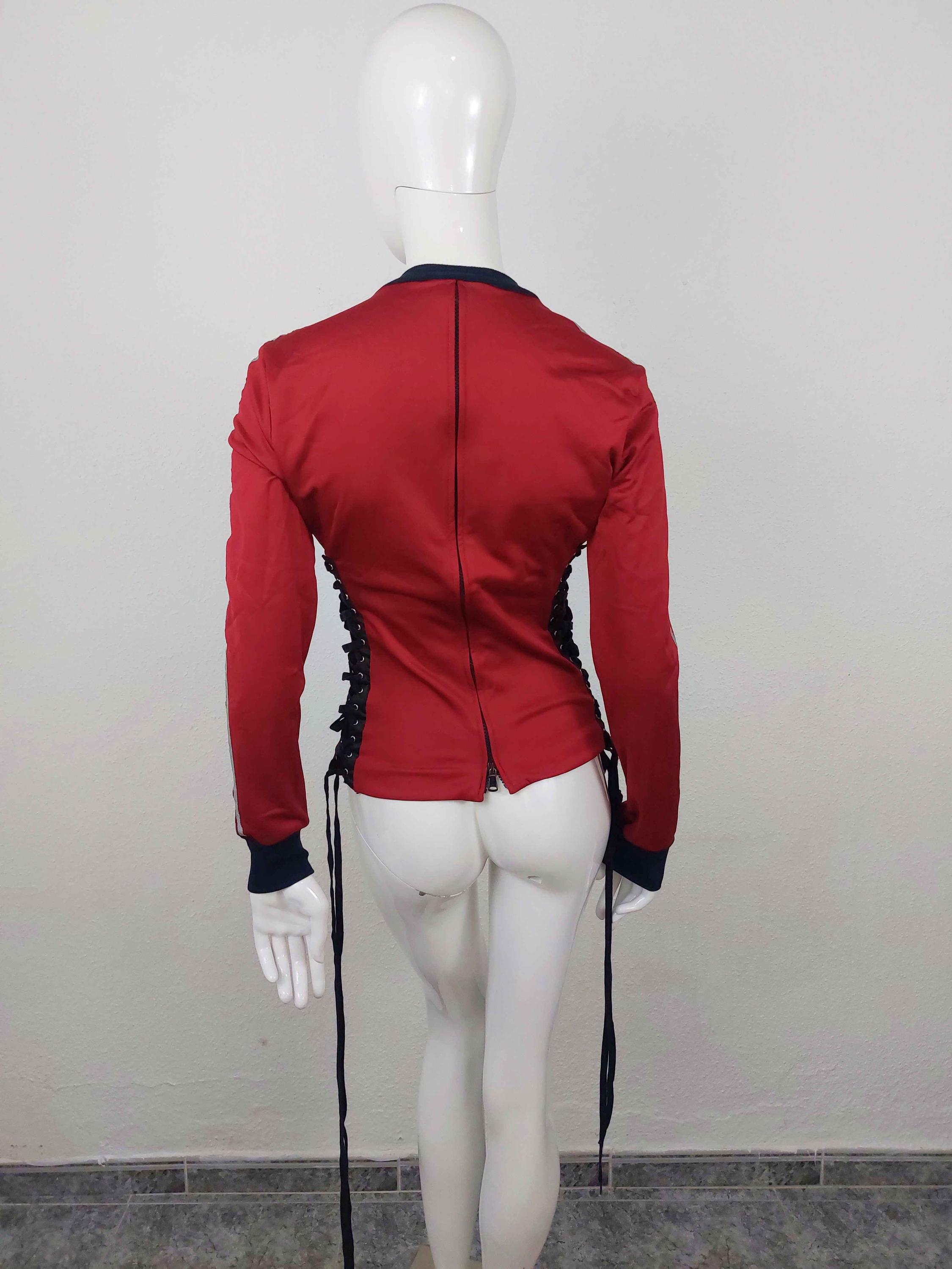 Dolce and Gabbana D&G Radio Red Black Lace-up Corset Zip Zipper