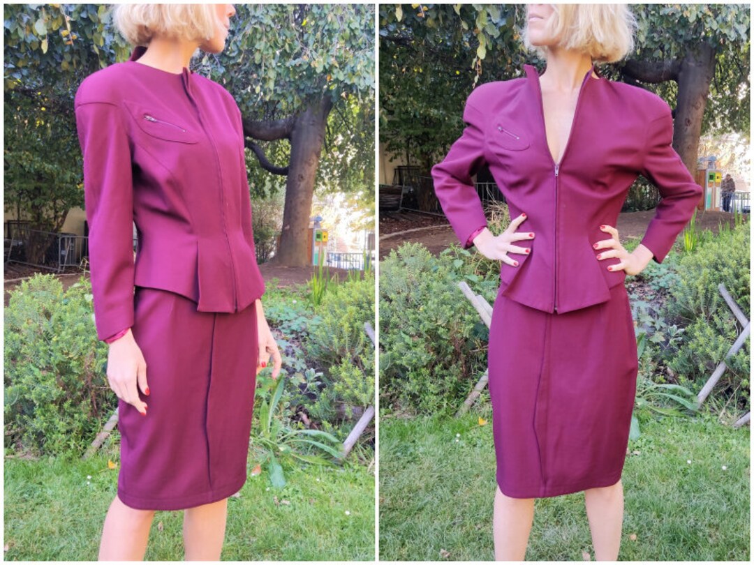 Veste Vintage Thierry Mugler Couture - Taille UK 10 (FR 38), Bleu, Années 80, Occasion