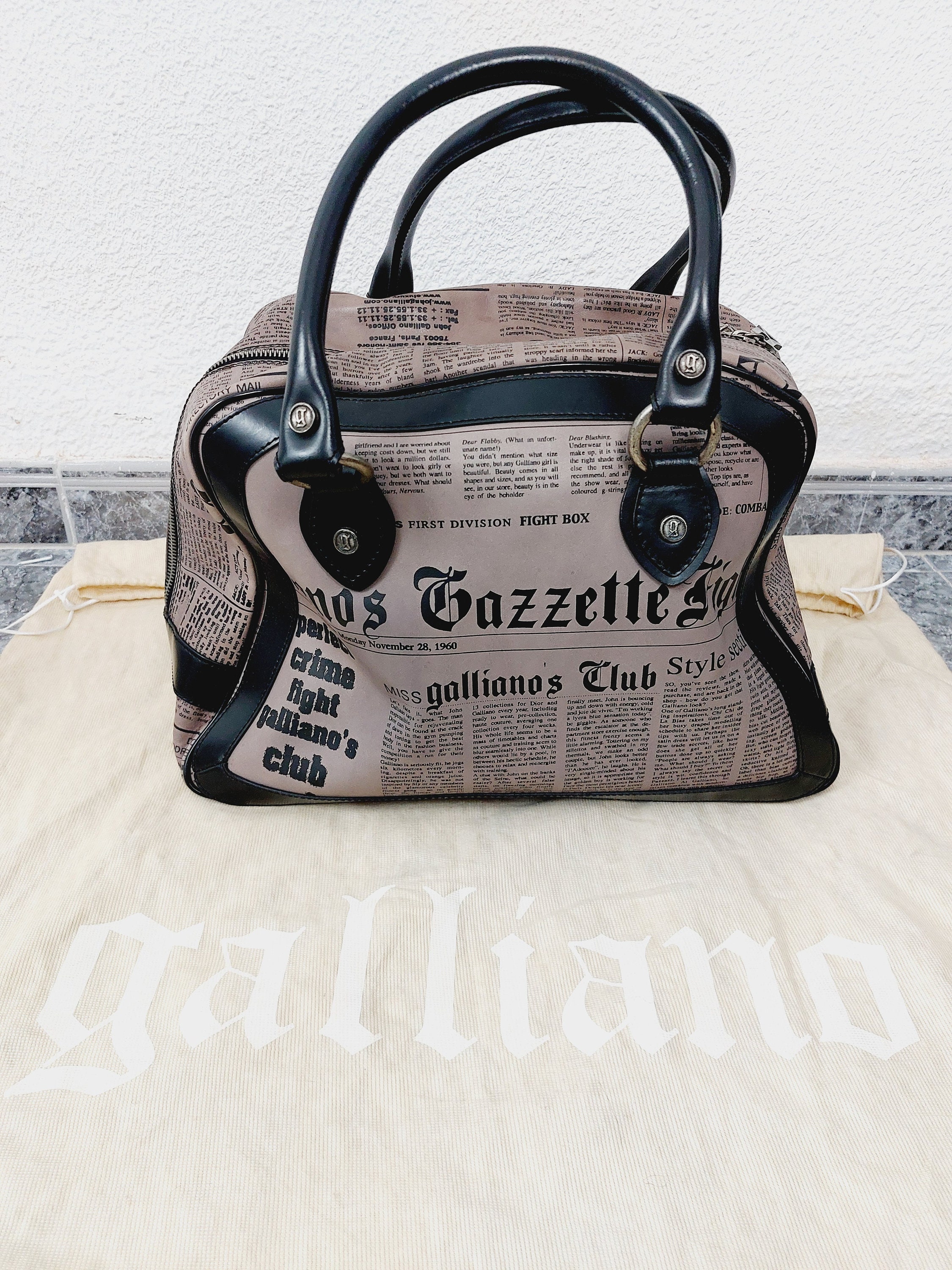Vintage John Galliano Newspaper Gazette Bag Iconic 2000's