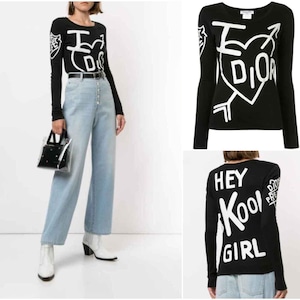 Christian Dior J’adore Galliano Heart Love Hey Kool Girl Perfect Y2K Archival White Black T-shirt Top Tee