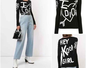 Christian Dior J’adore Galliano Heart Love Hey Kool Girl Perfect Y2K Archival White Black T-shirt Top Tee