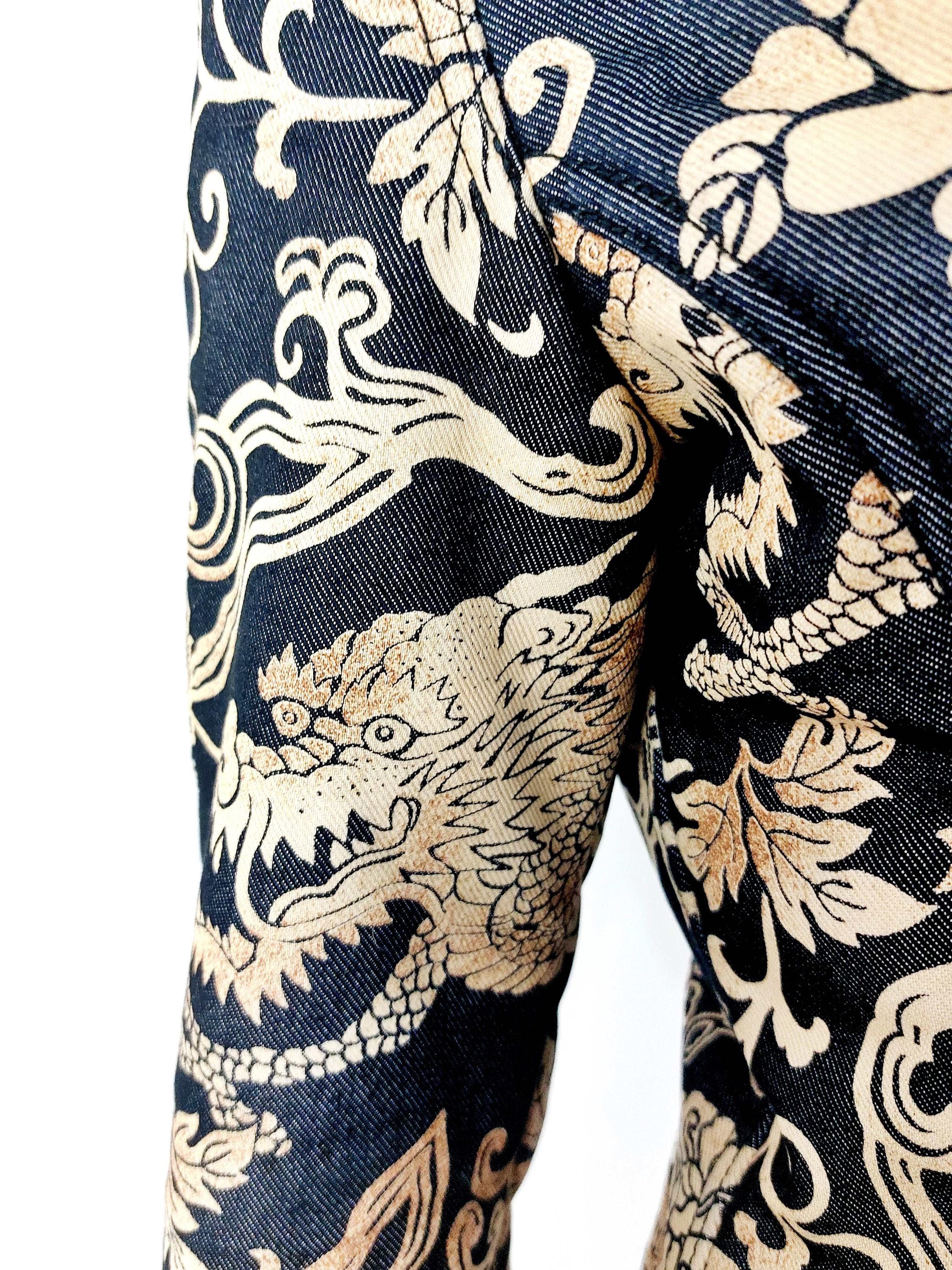 Archive 80s 90s Y2K Kenzo Jeans Japanese Asian Dragon Print Denim 